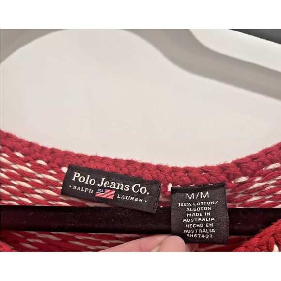 Vintage 90s Polo Jeans Co Fair Isle Knit Sweater Boatneck Size Medium Pullover - Picture 3 of 3